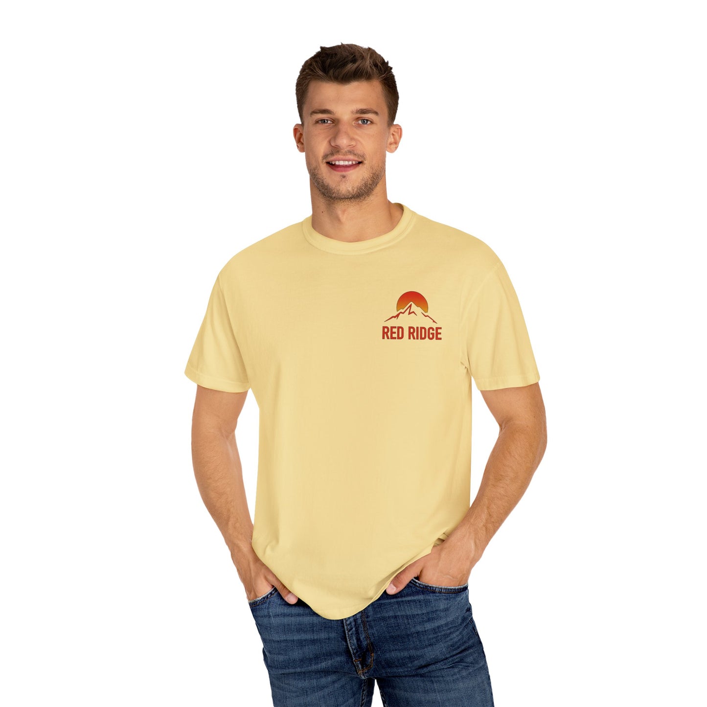 Red Ridge Mountain Sunrise Unisex T-shirt, Comfort Colors 1717