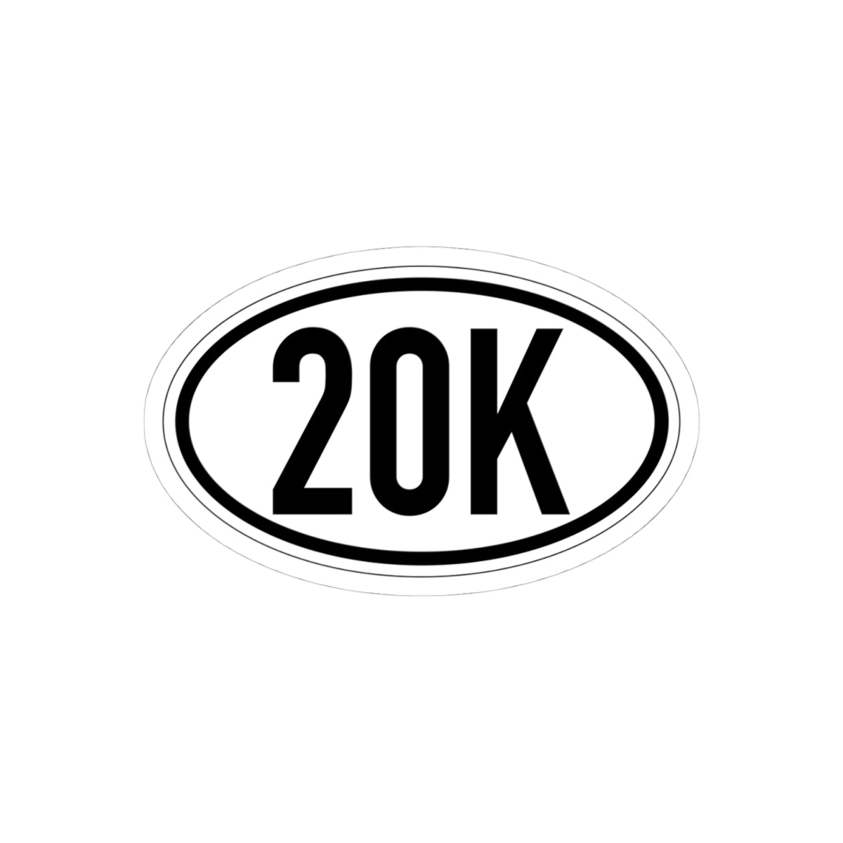 20K Vinyl Sticker, 4 Sizes, Oval Running Decal for Runners & Race Finishers