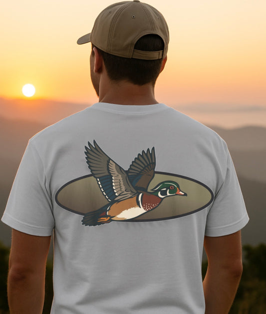 Wood Duck Design Fall Unisex T-shirt, Hunting Tee, Nature Lover Gift, Outdoors Apparel, Woodland Bird Shirt