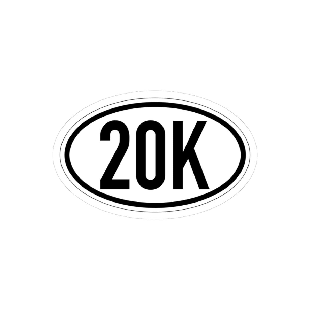 20K Vinyl Sticker, 4 Sizes, Oval Running Decal for Runners & Race Finishers